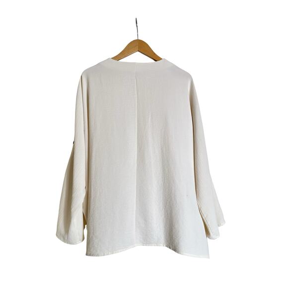 Willow Drive Women's 3/4 Sleeve V-Neck Hi-Low Relaxed Pullover Top Size XL Cream - Picture 5 of 8